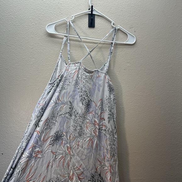 Cynthia Rowley Floral Midi Dress SZ S Handkerchief Hem Linen Blend Sundress - Picture 8 of 9